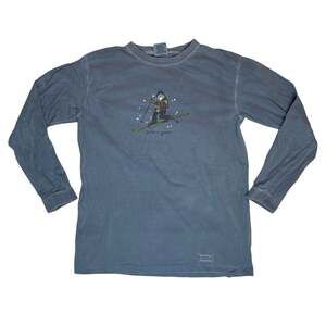 Life Is Good Long Sleeve T Shirt Mens M Gray Ski Graphic